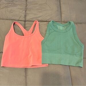 Coral and Teal Longline Sports Bras